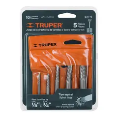 TRUPER - Juego de 5 Extractores de Tornillos 1/8 Pulgadas hasta 3/4 Pulgadas