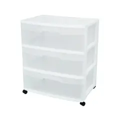 STERILITE - Carro Organizador de 3 Cajones Transparentes Con Ruedas