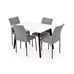 HOGAR VENECIA - Juego de Comedor 4 Puestos Lugo Matiz + Sillas Ibiza Gris