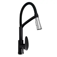 CCOL - Grifería Lavaplatos Mezclador Negro Cuello Flexible Negro