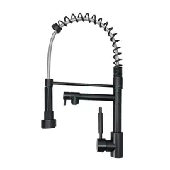 CCOL - Grifería Lavaplatos Profesional Cuello Flexible Doble Grifería Negra Consumo 7.3 l/min