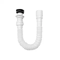 CCOL - Push Tipo Hongo Acero + Sifon Flexible Pvc Blanco Integrado