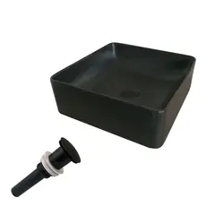 INKORPORAR - Kit Lavamanos Sobreponer Bari Negro Mate+Desague Push Lujo