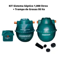 COLEMPAQUES - Sistema Séptico Ovoide Modular 1000 Lts + Trampa De Grasas 95 Lts