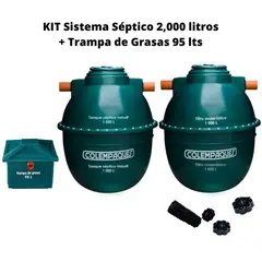 COLEMPAQUES - Sistema Séptico Ovoide Modular 2000 Lts + Trampa De Grasas 95 Lts