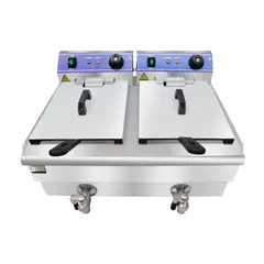 FULLER - Freidora De Aceite Electrica 2 Tanques Cada Tanque 10 L Comercial