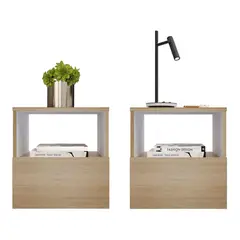 MADERKIT - Set X2 Mesas De Noche Abigail 42.2X40X36.8 cm Rovere