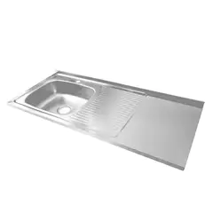 undefined - Mesón Acero Inoxidable Poceta Izquierda Escurridor Derecho Monocontrol 120x50 Cm Liso