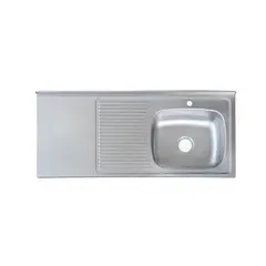 undefined - Mesón Acero Inoxidable Poceta Derecha Escurridor Izquierdo Monocontrol 120x50 Liso