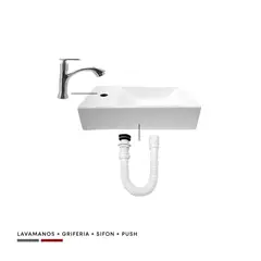 CCOL - Combo Lavamanos Nappo + Grifería Agua Fría + Push Con Sifón + Acople