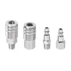 PRETUL - Juego de Acoples Rápidos Cromados para Compresor, 4 Piezas