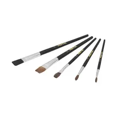 PRETUL - Juego De 5 Pinceles Extrafinos En Madera, Cerda 100% Natural