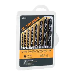 TRUPER - Juego de Brocas 8 Piezas Profesionales para Madera 1/8'' A 3/8''