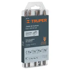 TRUPER - Juego de Brocas para Concreto y Ladrillo 6 Piezas 3/16'' A 3/8''