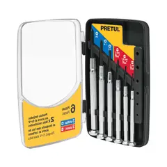 PRETUL - Juego de Destornilladores Metálicos 6 Piezas de Joyero con Estuche