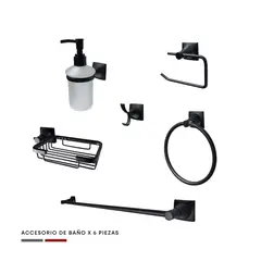 CCOL - Set Accesorios Baño 6 Piezas Premium X-Caret Negro