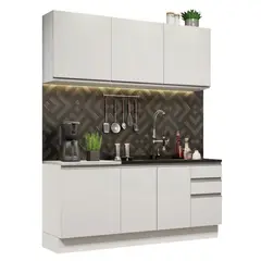 MADESA - Cocina Integral Glamy 1.80 Metros con Mesón de Acero - Blanco 01