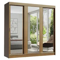 MADESA - Closet Reno 205X180X54 3 Puertas Espejo Marron