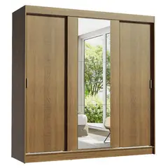 MADESA - Closet Reno 205X180X54 3 Puertas Y 1 Espejo Marrón