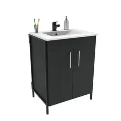 MODUOFI - Mueble De Baño Mustang 60 Ps Color Wengue Metal Madera 78.4x60x44.5cm