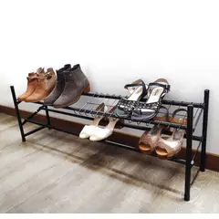 REJIPLAS - Zapatero Organizador Expandible Acero 2 Niveles 61x38,5x24 cm Negro