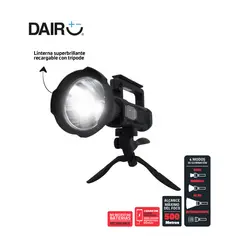 DAIRU - Linterna Recargable Profesional 2000 Lúmenes con Trípode y Power Bank USB