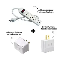 HALUX - Combo De Multitoma + Adaptador 3 A 2