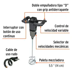 TRUPER - Mezcladora Eléctrica Industrial Doble Engranaje