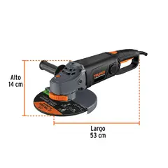 TRUPER - Pulidora Angular Industrial de 9 Pulgadas Ergonómica Trabajo Pesado