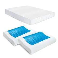 ENERGY PLUS - Combo: Protector Colchón Antifluido Senc + 2 Almohadas Gel Ortopédica