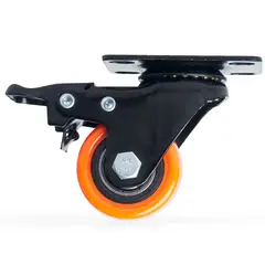 MADECENTRO - Rodachina Plastica Pvc Naranja Dia 40 Mm Con Freno 20 Kg