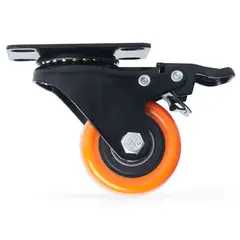 MADECENTRO - Rodachina Plastica Pvc Naranja Dia 50 Mm Con Freno 25 Kg