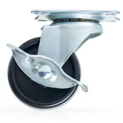 MADECENTRO - Rodachina Plasticanegra Con Freno 35 Kg Ø 50mm