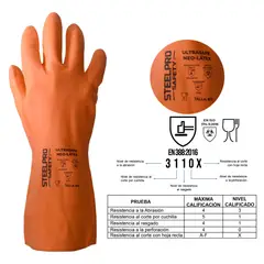 STEELPRO - Paquete 12 Unidades Guante Neopreno Naranja 13" Talla 10