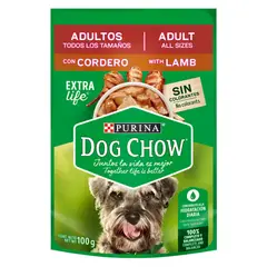DOG CHOW - Alimento Húmedo Para Perros Adultos Todo Tamaño Cordero 100gr