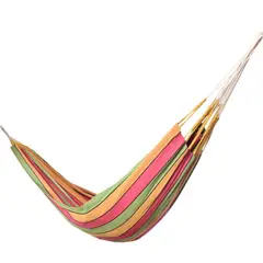 TELARY - Hamaca Doble 135x225 Rayas de Colores Surtidos con Protector Metálico Anti Desgaste por Rozamiento