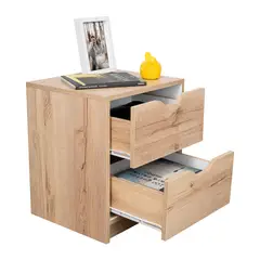 JUST HOME COLLECTION - Mesa de Noche Basilea 2 Cajones 41x48x36cm Madera Natural