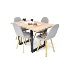 HOGAR VENECIA - Set Comedor 4 Puestos Marsella Matiz 84X122X80 Plata