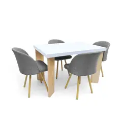 HOGAR VENECIA - Juego Comedor 4 puestos Sevilla 78,5X120X80 Sillas Gris