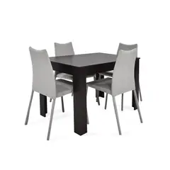 ROCA - Set Comedor 4 Puestos Fraga Palermo 77X120X76 Plata/Wengue