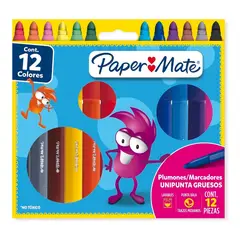 PAPER MATE - Plumones Magicolor Punta Gruesa Surtidos X12 Unidades