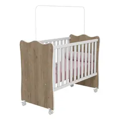 MUEBLES 2020 - Cuna para Bebé Rosario Miel/Blanco Ajustable 3 Alturas 133.5X68X97.8 Cm en Mdp