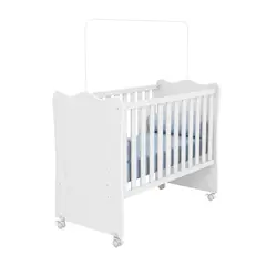 MUEBLES 2020 - Cuna para Bebé Rosario Blanco Ajustable 3 Alturas 133.5x68x97.8 cm en MDP