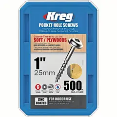 KREG TOOL - Tornillo Rosca Grueso N. 8 de 2.5 cm X 500 Unidades