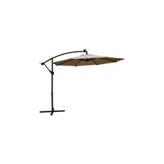 SEASONAL TRENDS - Parasol Redondo De Acero Manual 3.04 M Taupe Con Base