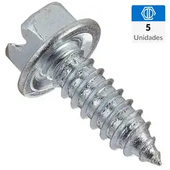 FIXSER - Tornillo Lamina Hexagonal Ranura+Arandela Zinc # 10 X 2" (5U)