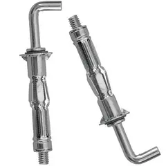 FIXSER - Anclaje Pared Hueca Gancho Tipo "L" M4 X 40 Zincado 2 Unidades