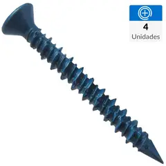 FIXSER - Tornillo Concreto Cabeza Plana Azul 3/16" X 3-1/4" (4U)