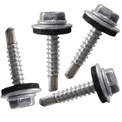 FIXSER - Tornillo Hexagonal Con Arandela Punta Broca Inox. # 12 X 1" (4U)