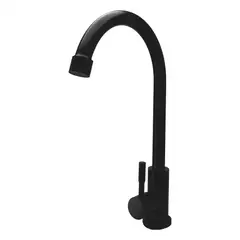 CCOL - Grifería Uso Mixto Cuello Cisne Agua Fría Lavacopas Negro Consumo 6 l/min